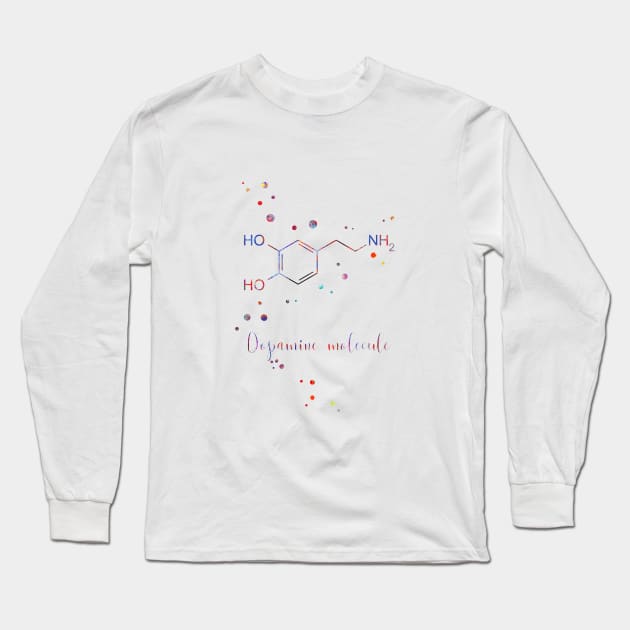 Dopamine molecule Long Sleeve T-Shirt by RosaliArt